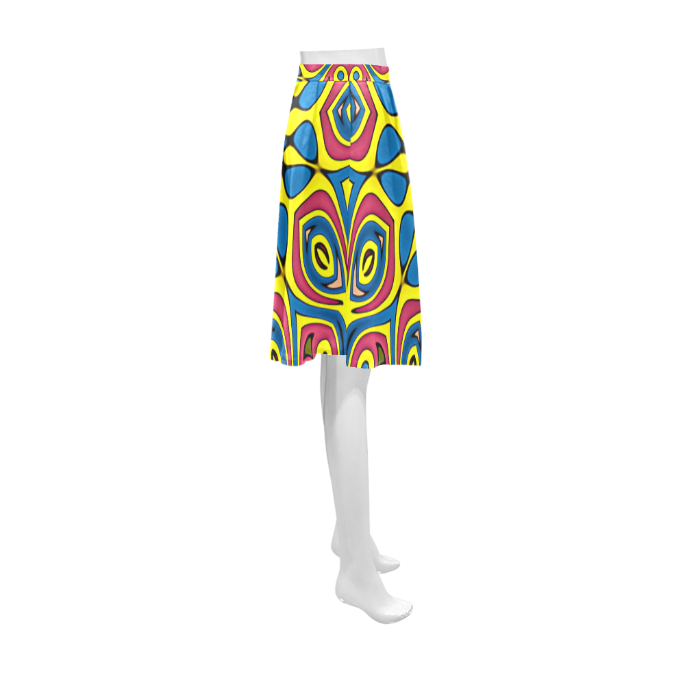 Yellow Flower Mandala Athena Women's Short Skirt (Model D15)