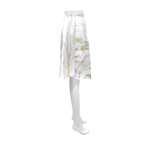 italian Marble, white and gold Athena Women's Short Skirt (Model D15)