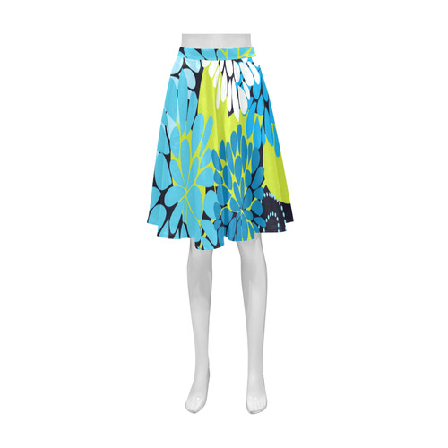 Blue Aqua Abstract Modern Floral Athena Women's Short Skirt (Model D15)