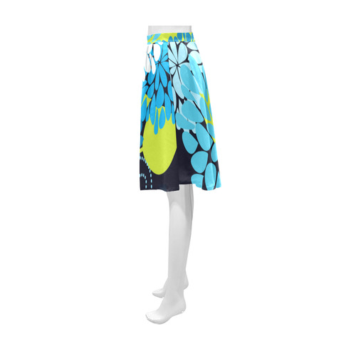 Blue Aqua Abstract Modern Floral Athena Women's Short Skirt (Model D15)