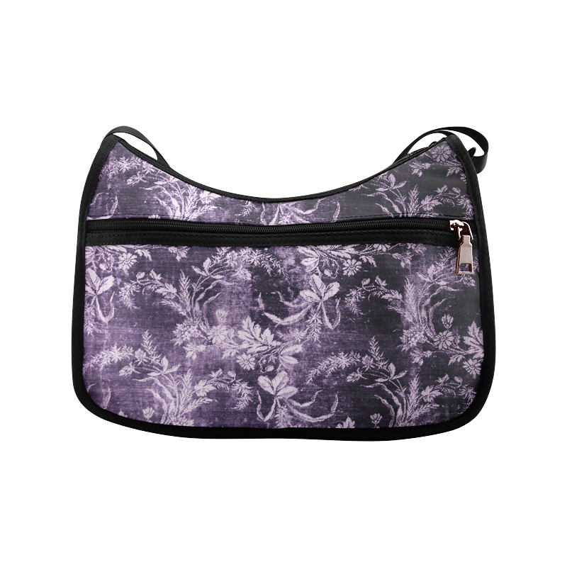 Grunge vintage floral pattern in cool dark purple Crossbody Bags (Model 1616)