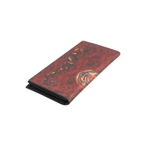 The dragon in red and gold Women's Leather Wallet (Model 1611)