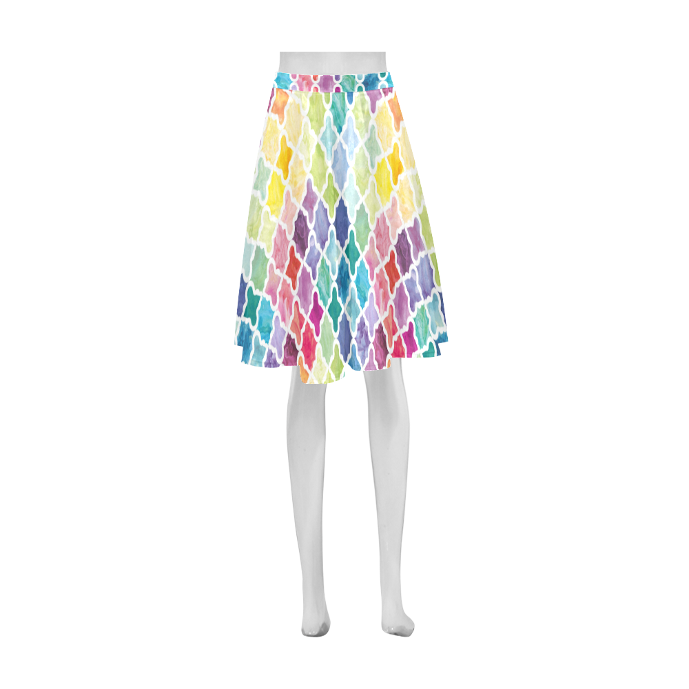 watercolor pattern Athena Women's Short Skirt (Model D15)