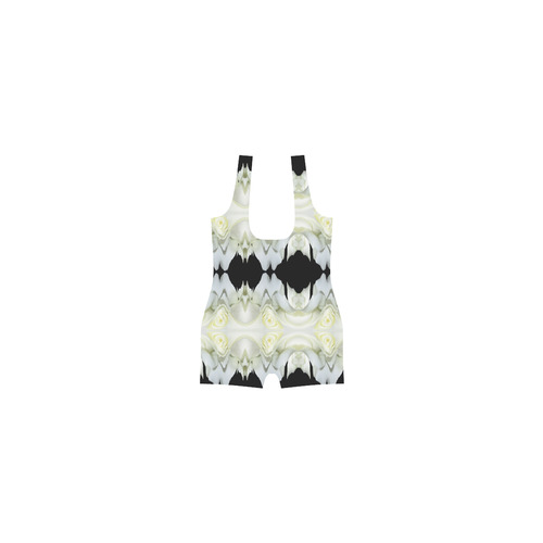 White Roses Abstract on Black Classic One Piece Swimwear (Model S03)