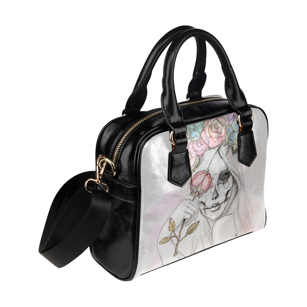 Boho Queen, skull girl, watercolor woman Shoulder Handbag (Model 1634)