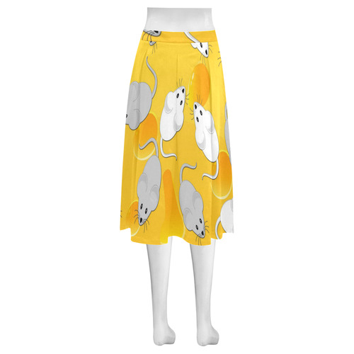 mice on cheese Mnemosyne Women's Crepe Skirt (Model D16)