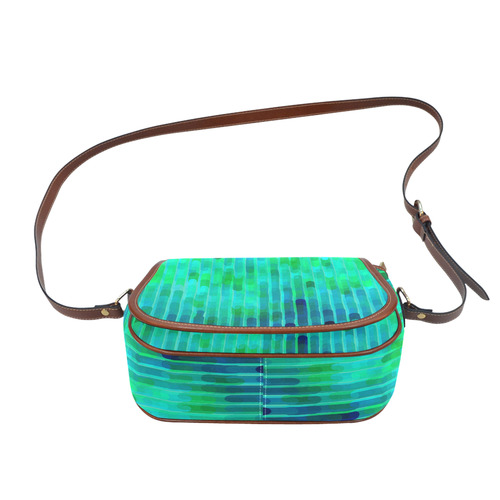 Beautiful Blue Green Abstract Pattern Saddle Bag/Small (Model 1649) Full Customization
