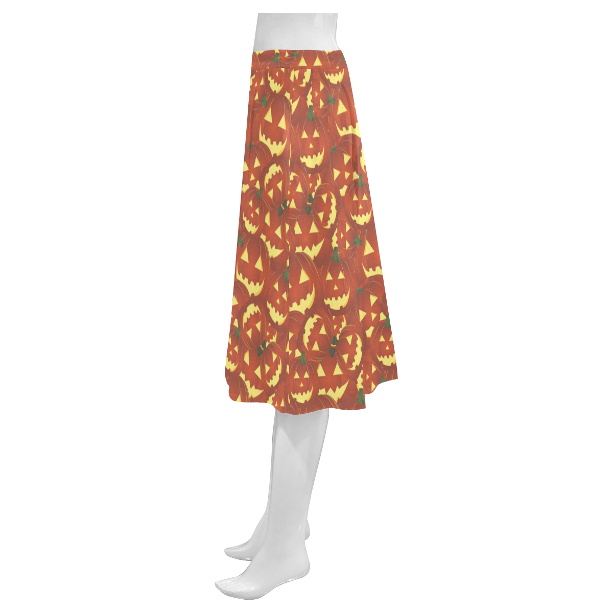 halloween pumpkins Mnemosyne Women's Crepe Skirt (Model D16)