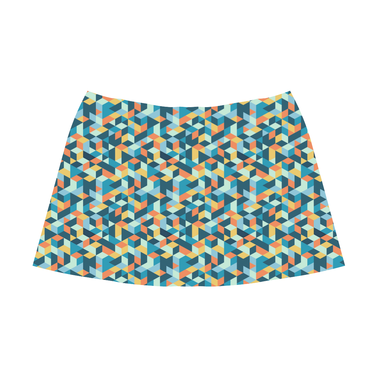 cubes Mnemosyne Women's Crepe Skirt (Model D16)