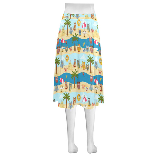 summer owls Mnemosyne Women's Crepe Skirt (Model D16)
