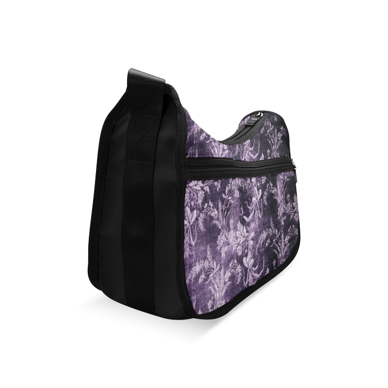 Grunge vintage floral pattern in cool dark purple Crossbody Bags (Model 1616)