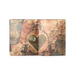 Steampunk wonderful heart, clocks and gears Men's Leather Wallet (Model 1612)