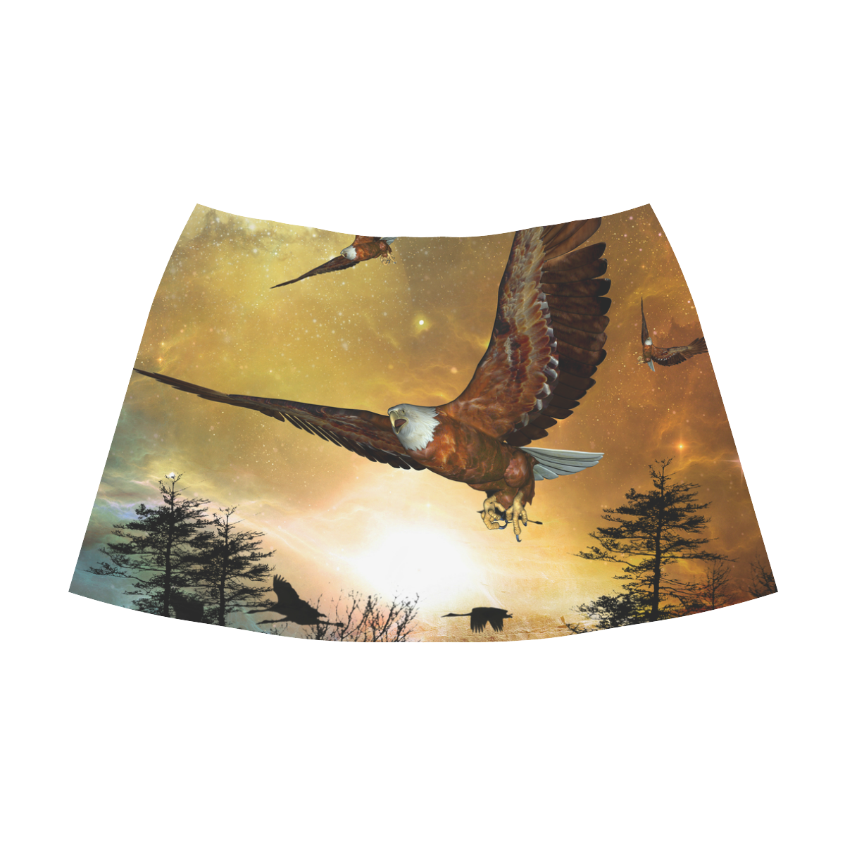 Awesome flying eagle Mnemosyne Women's Crepe Skirt (Model D16)