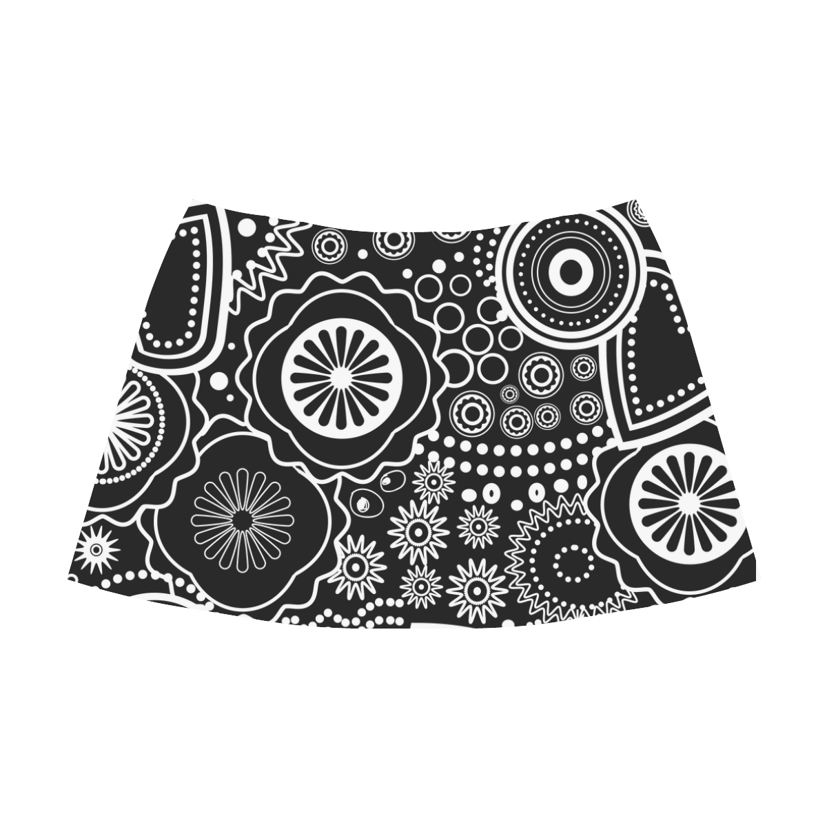black and white Mnemosyne Women's Crepe Skirt (Model D16)