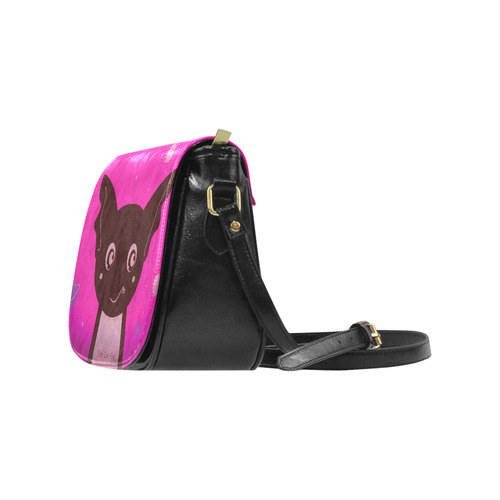 "Sue Cat-Bat" Authentic Original designers bag edition in Vintage fabulous style. Pink and Classic Saddle Bag/Small (Model 1648)