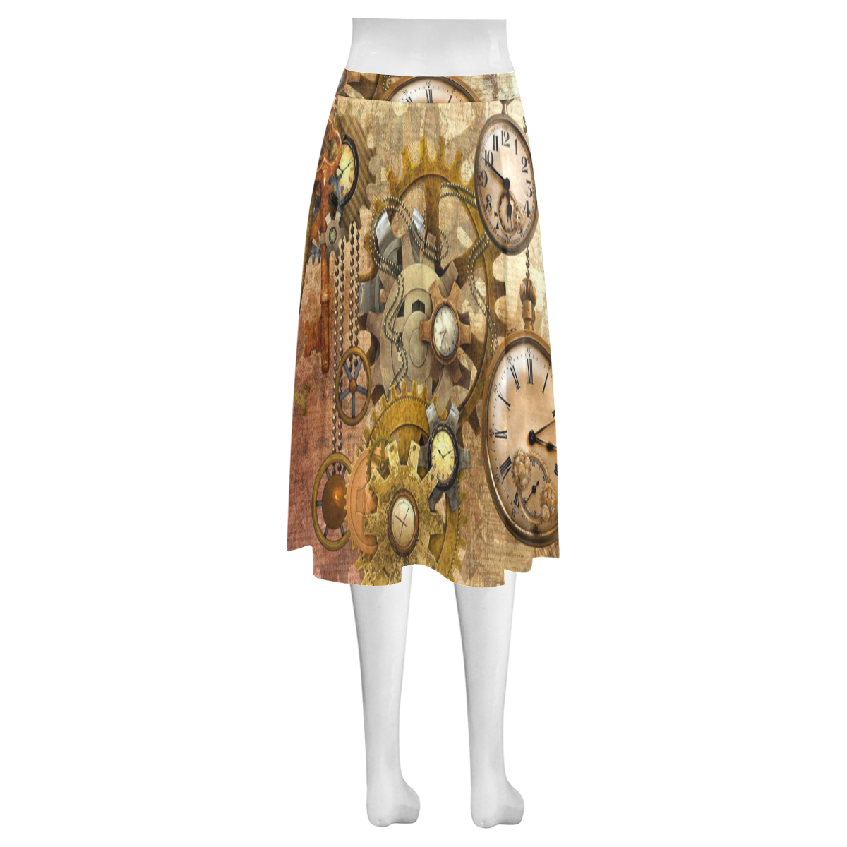 steampunk Mnemosyne Women's Crepe Skirt (Model D16)