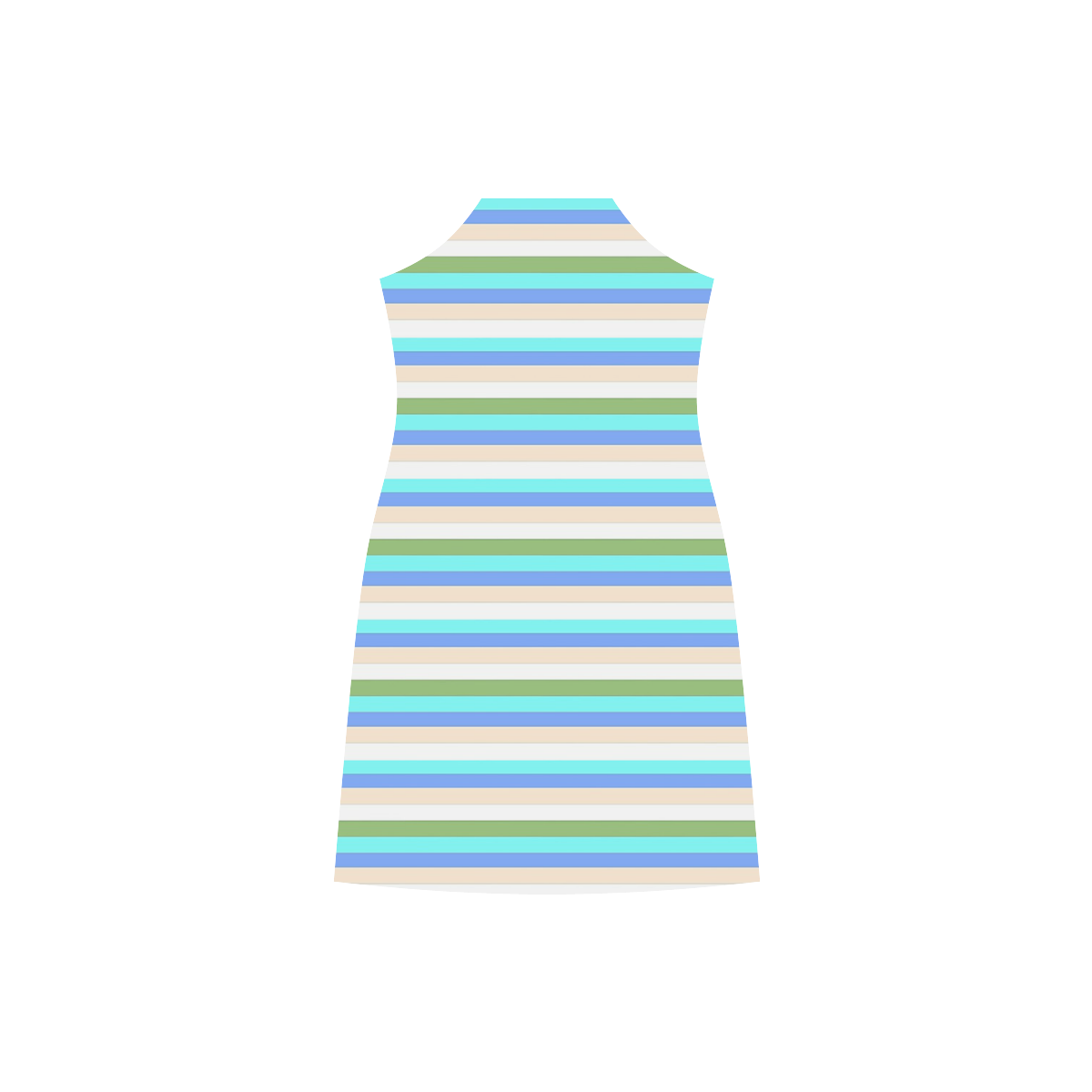 Beach Color Stripes of Sint Maarten V-Neck Open Fork Long Dress(Model D18)