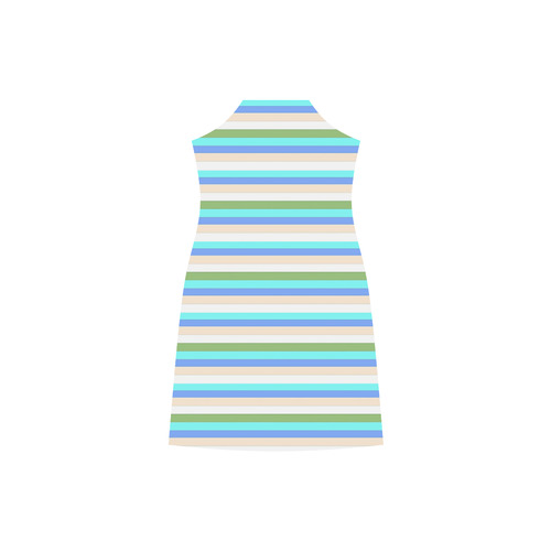 Beach Color Stripes of Sint Maarten V-Neck Open Fork Long Dress(Model D18)