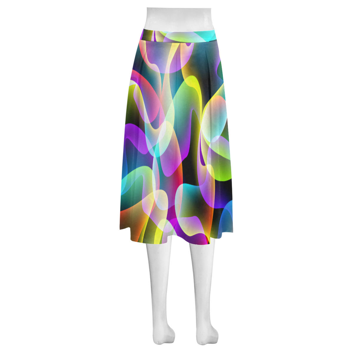 glowing swirls Mnemosyne Women's Crepe Skirt (Model D16)
