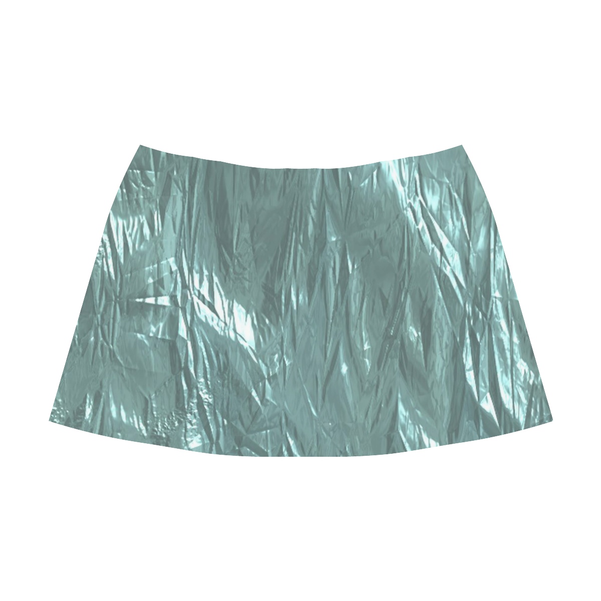 crumpled foil teal Mnemosyne Women's Crepe Skirt (Model D16)