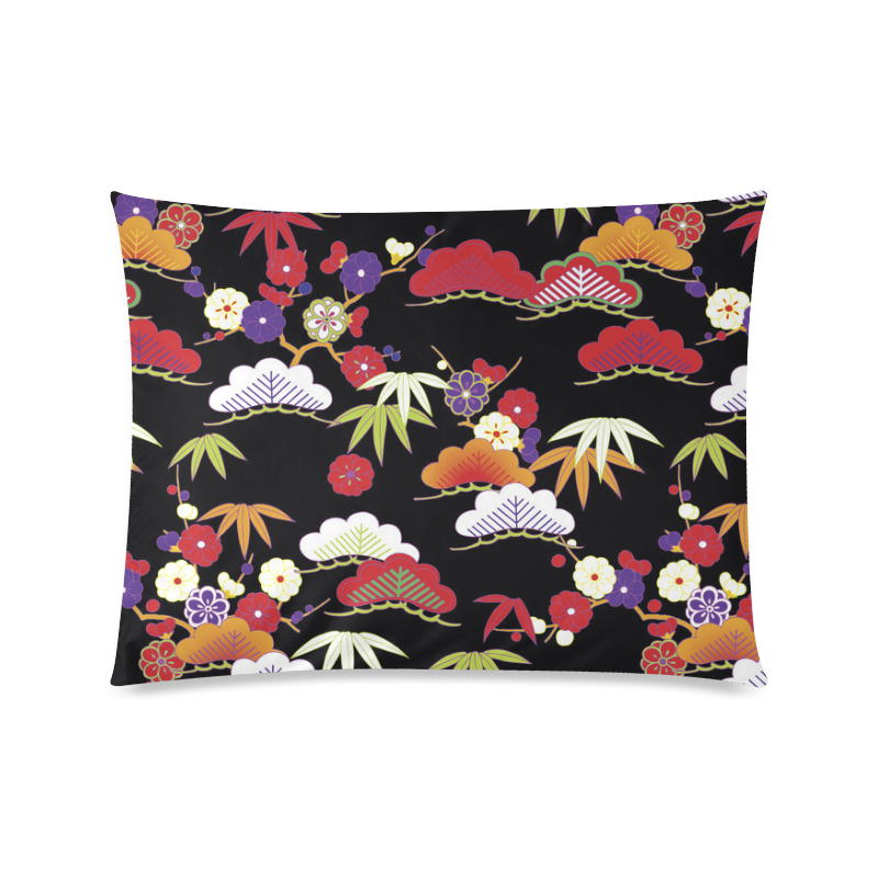 Winter Floral Vintage Japanese Kimono Custom Picture Pillow Case 20"x26" (one side)
