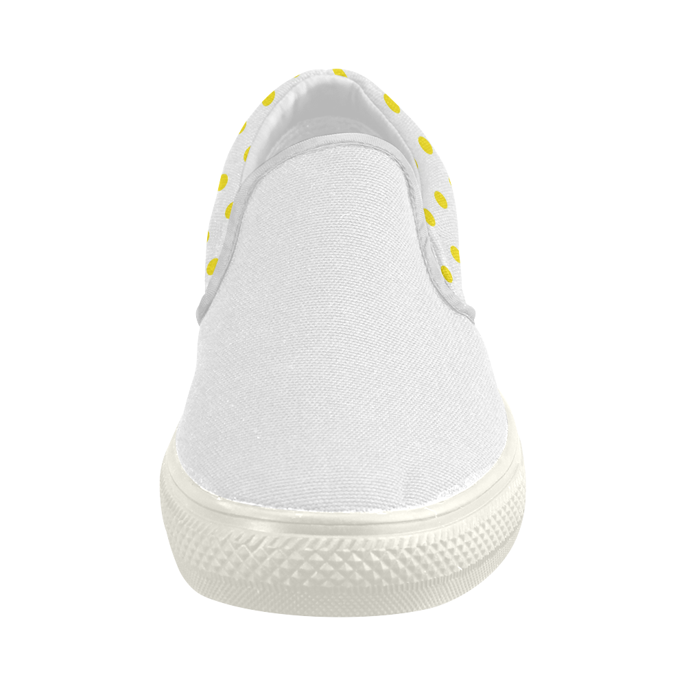New arrival in Shop : White and yellow designers shoe. Arrivals for 2016. Luxury shoes Women's Slip-on Canvas Shoes (Model 019)