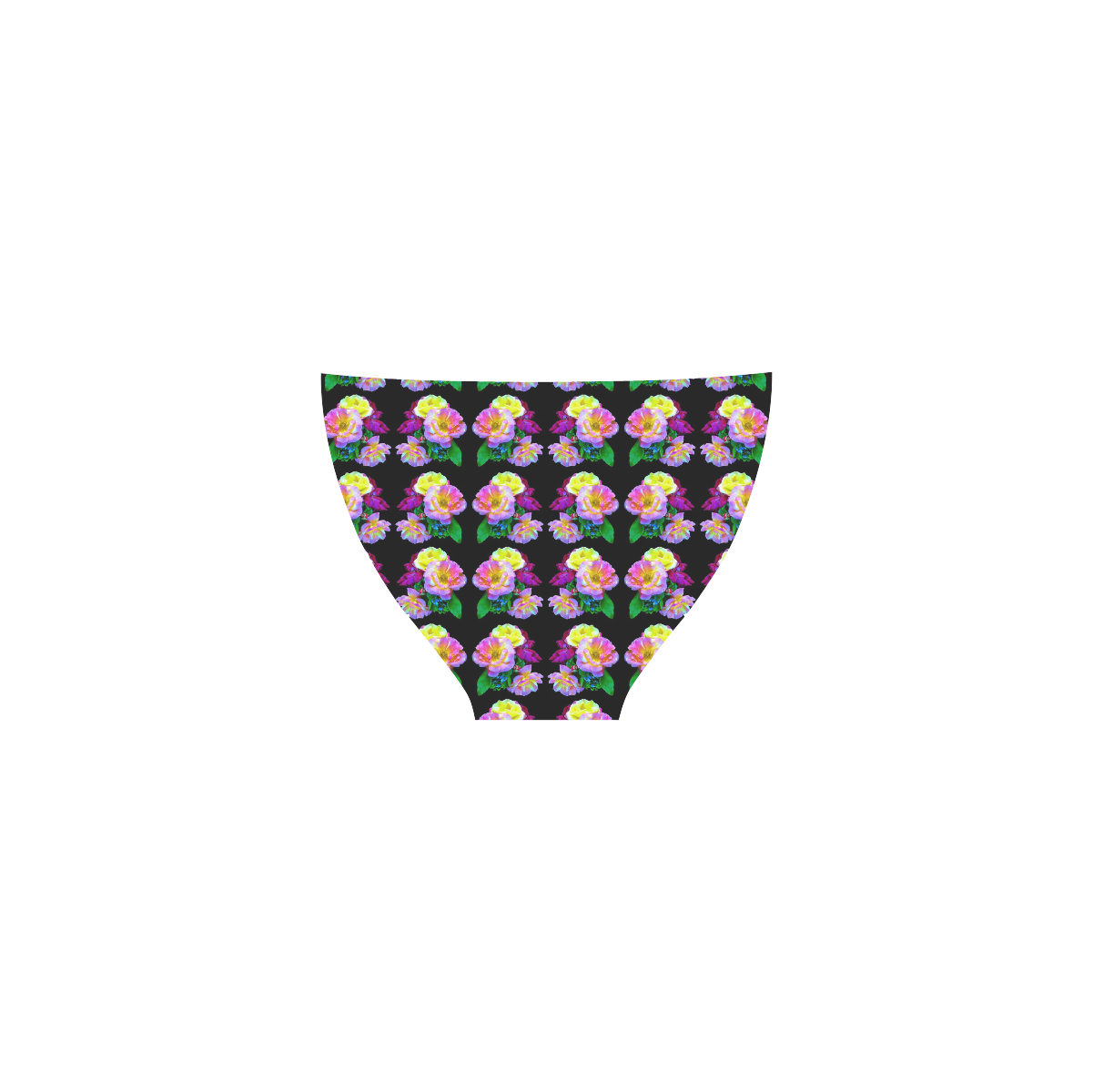 Rosa Yellow Roses on Black Pattern Custom Bikini Swimsuit (Model S01)