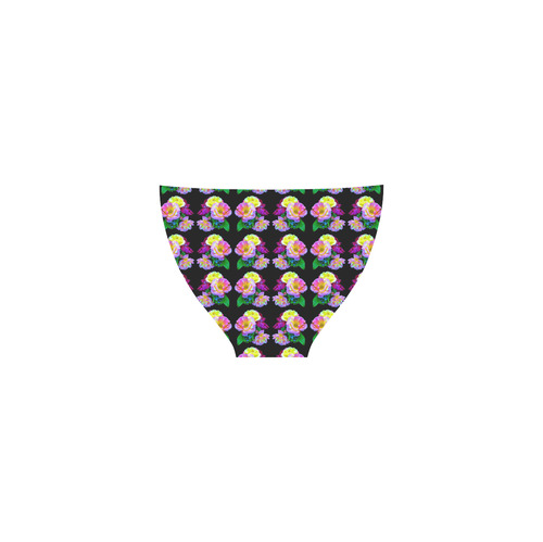 Rosa Yellow Roses on Black Pattern Custom Bikini Swimsuit (Model S01)