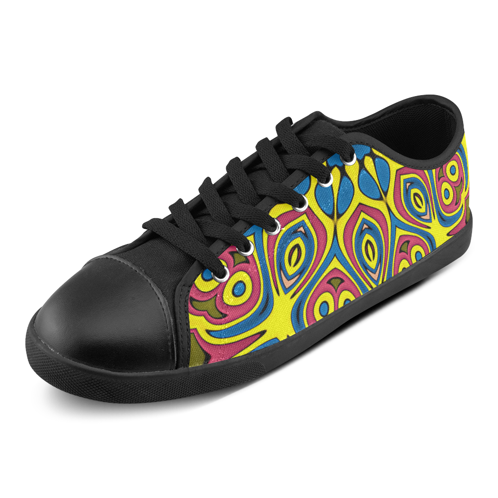 Yellow Flower Mandala Canvas Shoes for Women/Large Size (Model 016)