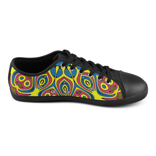 Yellow Flower Mandala Canvas Shoes for Women/Large Size (Model 016)