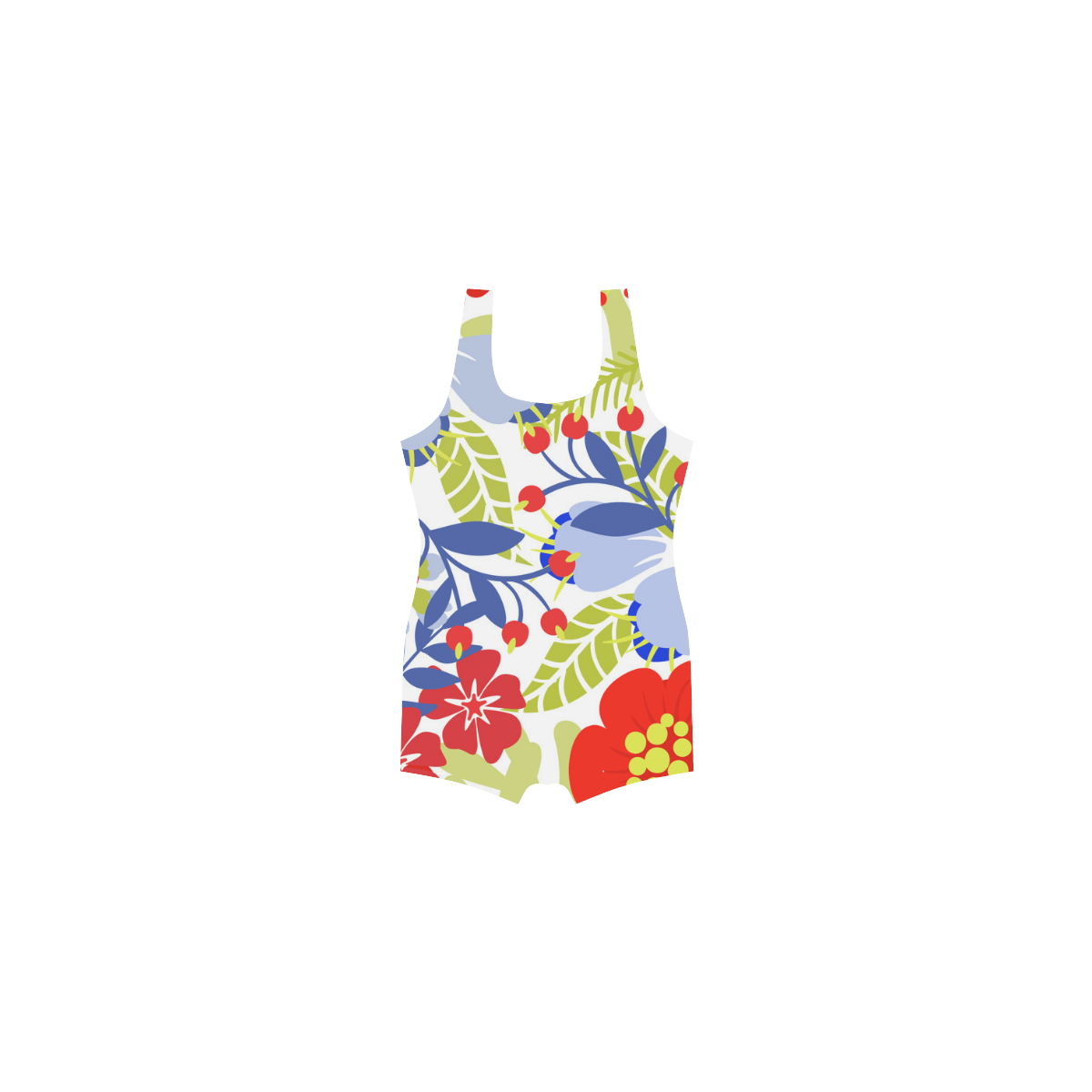 Red Blue Colorful Modern Floral Pattern Classic One Piece Swimwear (Model S03)