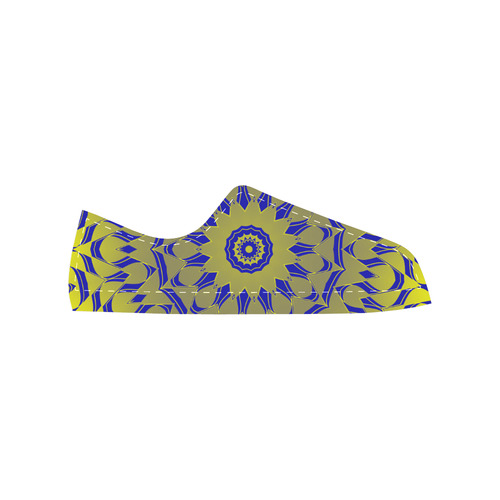 Yellow Blue Gold Mandala Canvas Women's Shoes/Large Size (Model 018)