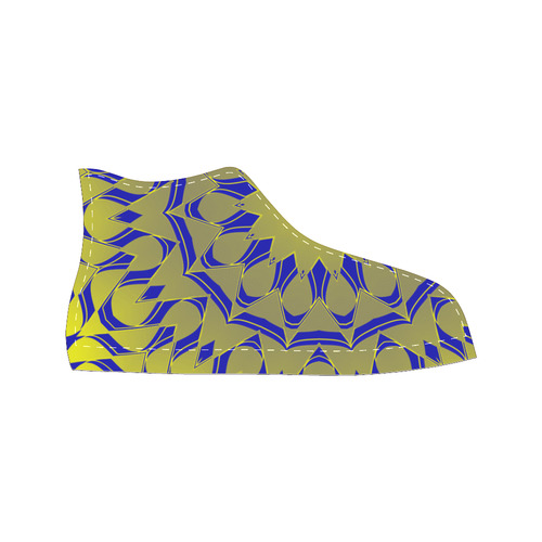 Yellow Blue Gold Mandala High Top Canvas Women's Shoes/Large Size (Model 017)