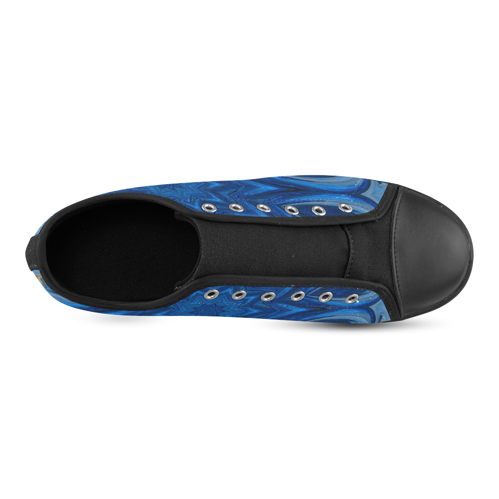 Blue Blossom Mandala Canvas Shoes for Women/Large Size (Model 016)