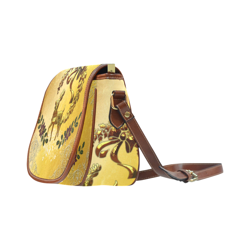 Reindeer in golden colors Saddle Bag/Small (Model 1649) Full Customization