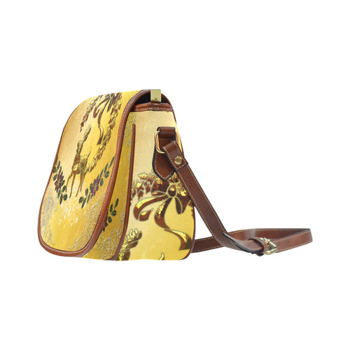 Reindeer in golden colors Saddle Bag/Small (Model 1649) Full Customization