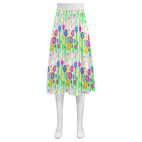 Pretty Summer Meadow Flowers Mnemosyne Women's Crepe Skirt (Model D16)