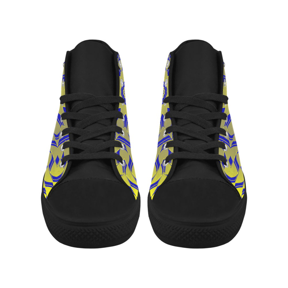 Yellow Blue Gold Mandala Aquila High Top Microfiber Leather Women's Shoes (Model 032)