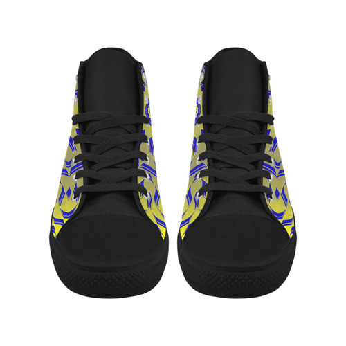 Yellow Blue Gold Mandala Aquila High Top Microfiber Leather Women's Shoes (Model 032)