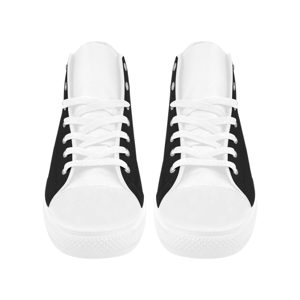 New in shop. Original vintage designers shoes : Black and white Aquila High Top Microfiber Leather Women's Shoes (Model 032)