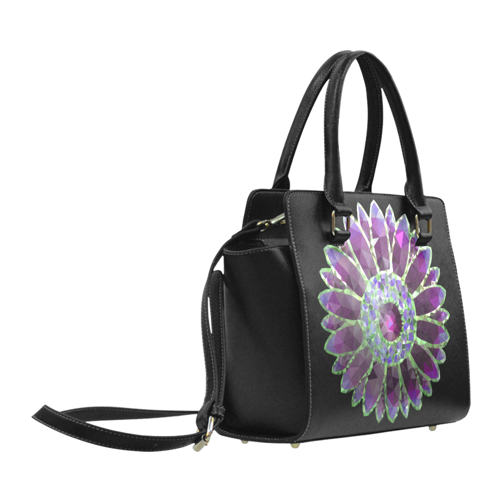 Purple Mosaic Flower Classic Shoulder Handbag (Model 1653)