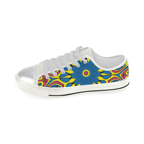 Yellow Flower Mandala Canvas Women's Shoes/Large Size (Model 018)