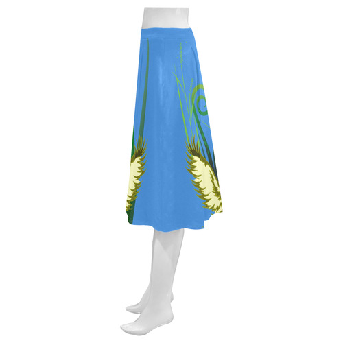 Lovely Swans  & Flower Lily in a Pond Mnemosyne Women's Crepe Skirt (Model D16)