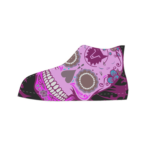 SKULL PINKY High Top Canvas Women's Shoes/Large Size (Model 017)