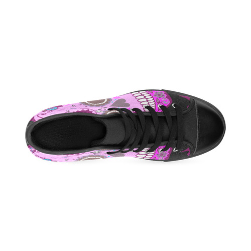 SKULL PINKY High Top Canvas Women's Shoes/Large Size (Model 017)