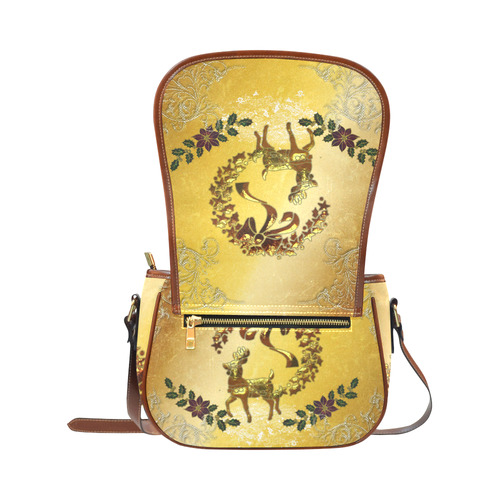 Reindeer in golden colors Saddle Bag/Small (Model 1649) Full Customization