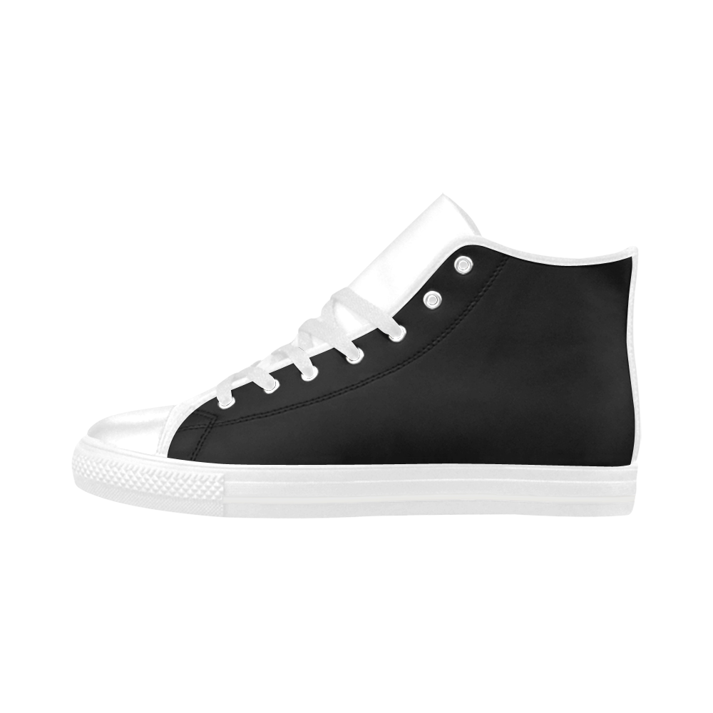 New in shop. Original vintage designers shoes : Black and white Aquila High Top Microfiber Leather Women's Shoes (Model 032)