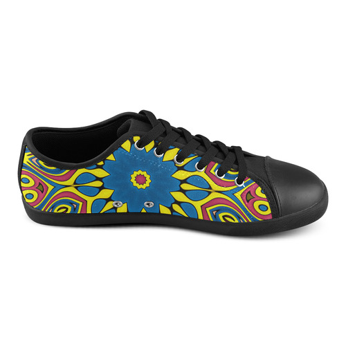 Yellow Flower Mandala Canvas Shoes for Women/Large Size (Model 016)