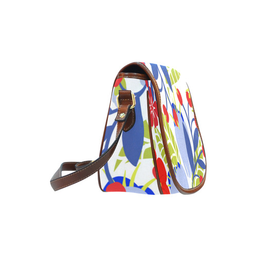 Colorful Red Blue Modern Floral Pattern Saddle Bag/Small (Model 1649) Full Customization