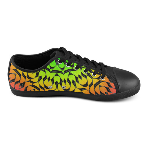 Red Orange Power Mandala Canvas Shoes for Women/Large Size (Model 016)